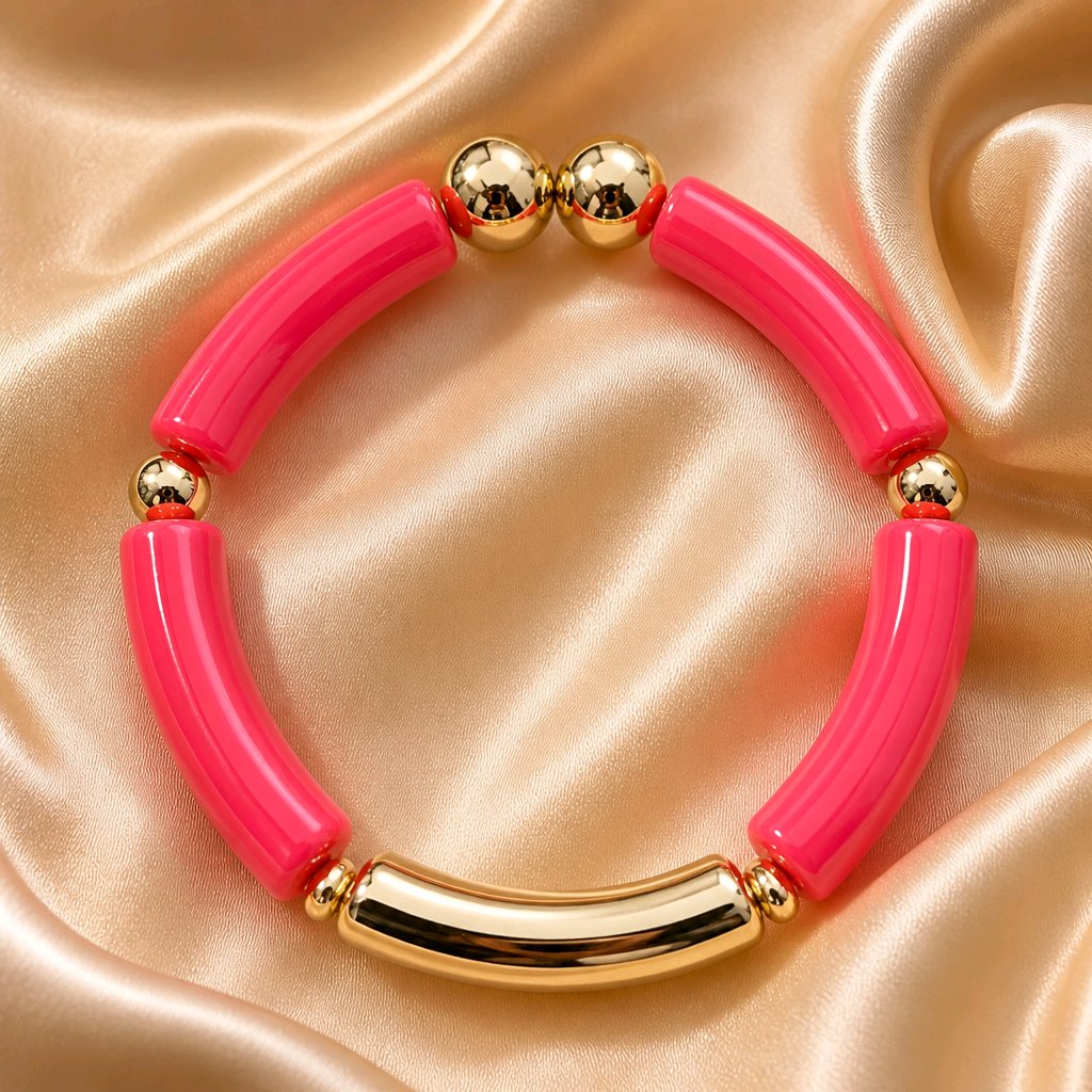Bracelet tubes rose bonbon