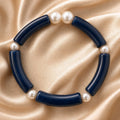 Bracelet tubes bleu marbré