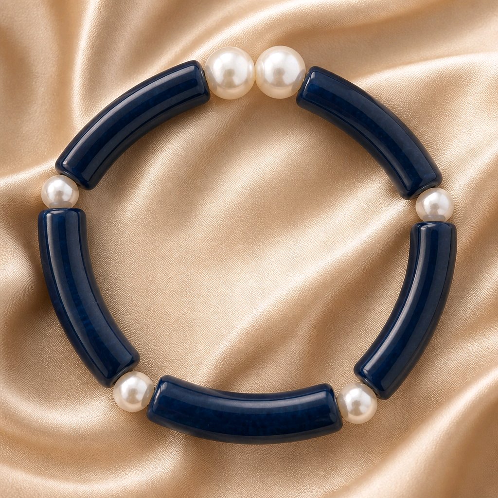 Bracelet tubes bleu marbré