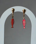 Boucles d oreilles arête de poisson rose