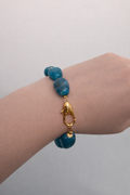 Bracelets perles ovales bleu canard