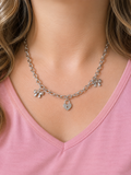 Collier argenté grosses mailles cadenas/noeuds