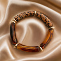 Bracelet tubes marron leopard