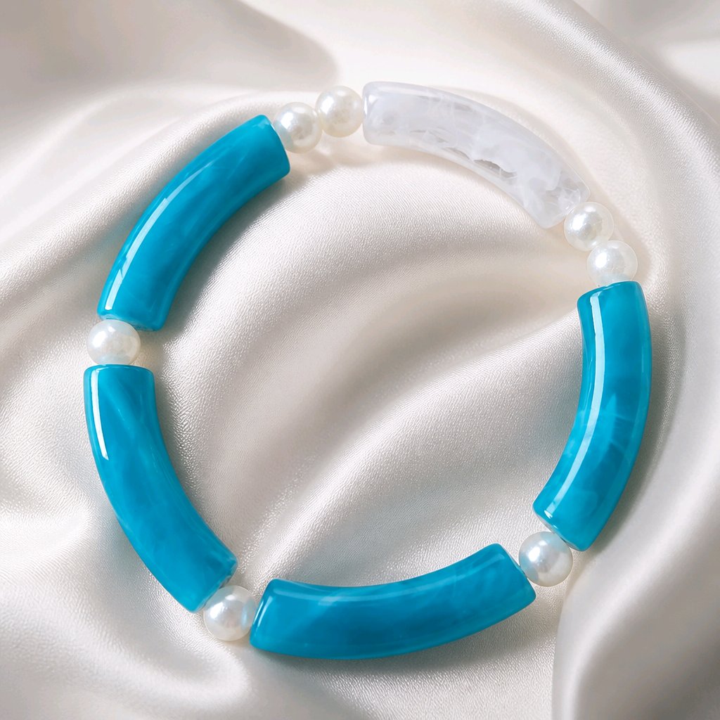 Bracelets tubes bleu marbré