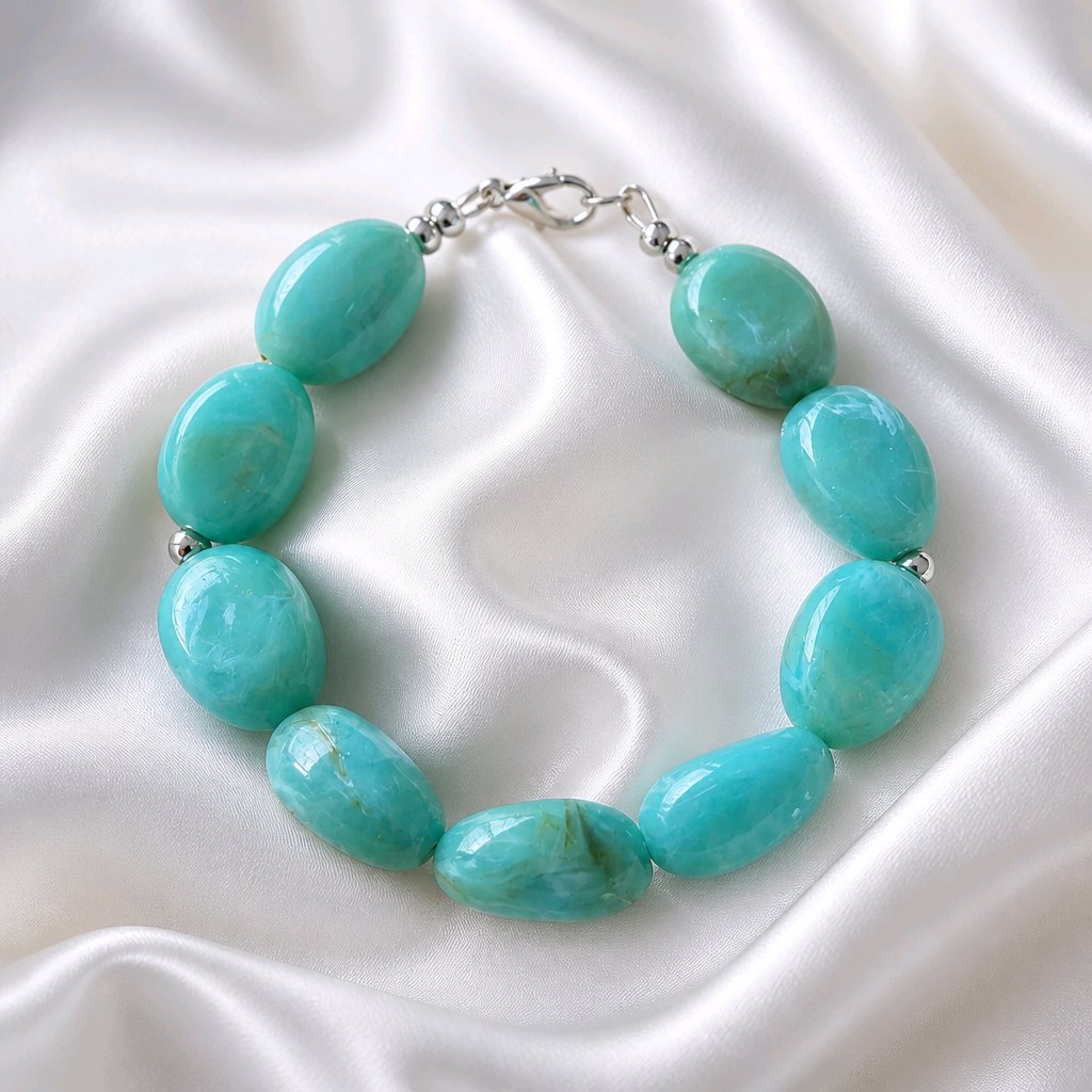 Bracelet perles ovales turquoise