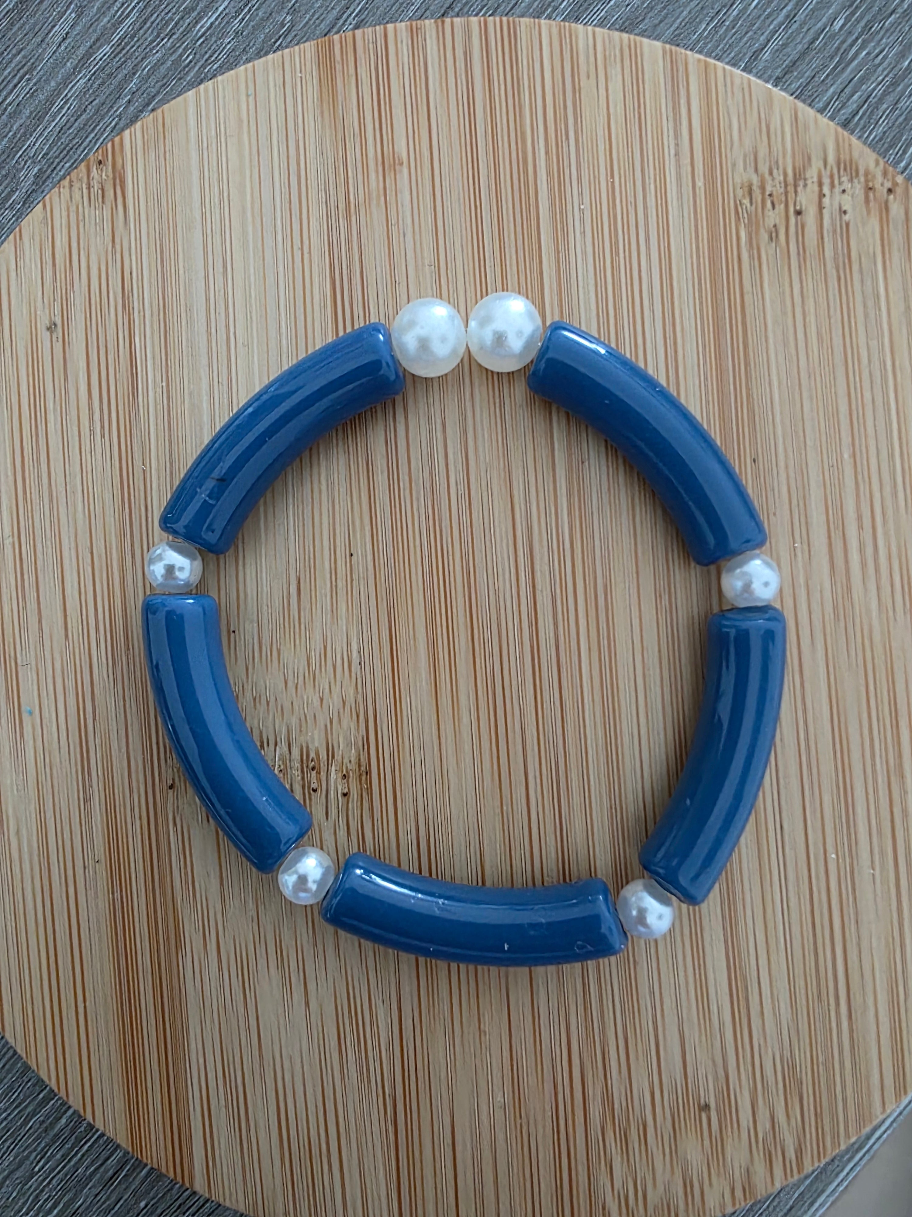 Bracelet tubes bleu mat