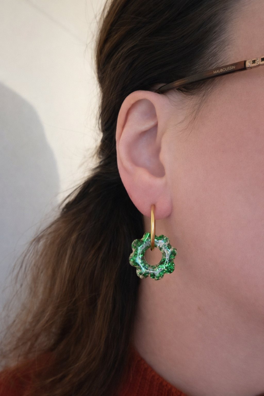 Pampilles en résine Sixtie vert