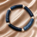 Bracelet tubes bleu marbré