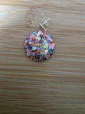 Boucles d oreilles couleur argentée - dome rose pailleté - la fabrique à pampilles