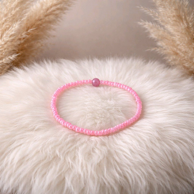 Bracelet en mini perles couleur rose- la fabrique à pampilles