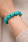 Bracelet en perles cubes - couleur turquoise - la fabrique à pampilles