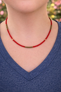 Collier en mini perles- couleur rouge doré - la fabrique à pampilles