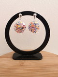 Boucles d oreilles couleur argentée - dome rose pailleté - la fabrique à pampilles