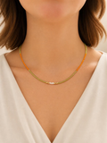 Collier en mini perles- couleur vert et orange- la fabrique à pampilles